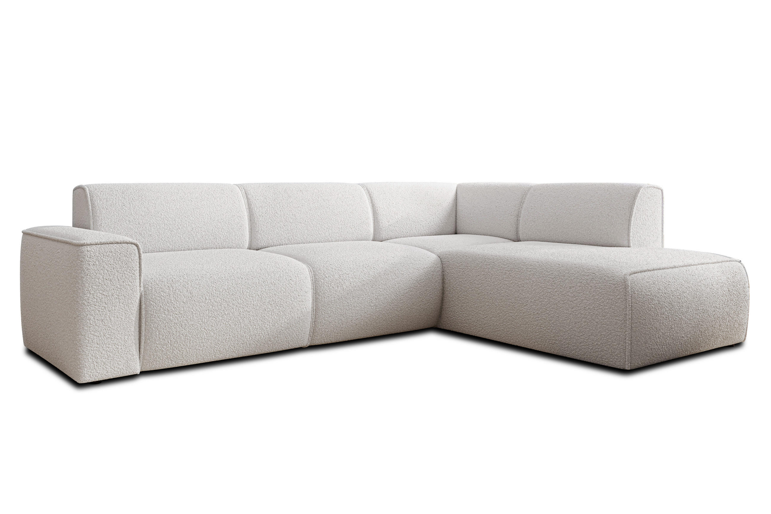 ECKSOFA L Form Didim Weiß 292/220/78 cm – großes Sofa stilvoll & bequem R - Schwarz/Weiß, Kunststoff/Textil (292/220cm) - AX Living