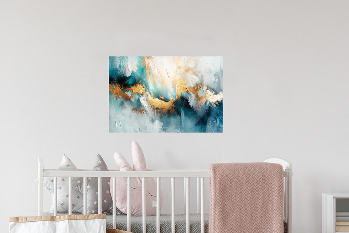 WANDTATTOO Abstrakt - Kunst - Gold - Blau 60x40 cm - Petrol, Kunststoff (60/40/0.1cm) - MuchoWow