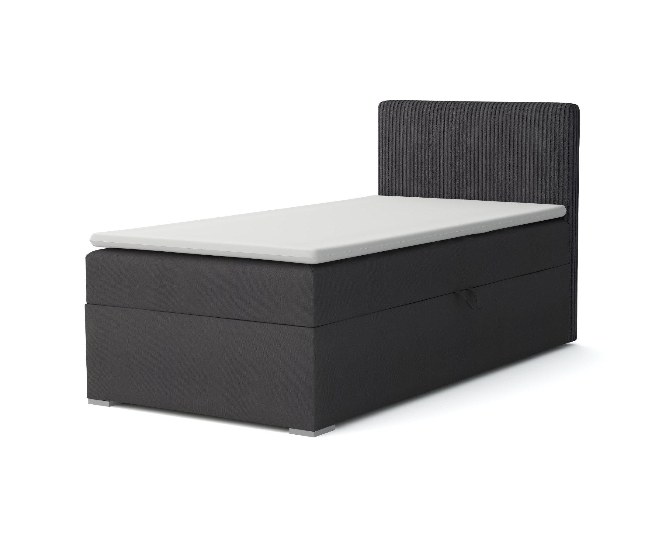 BOXBETT DON 90/200 Anthrazit H4 Öffnung rechts - Anthrazit, Holz/Holzwerkstoff (90/200cm) - Deine Möbel 24