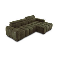 ECKSOFA OMBO 285x168x77/97 cm, Rechts, Schlaffunktion, elektr. Sitz, Kopfstützen, hydrophober EDEN-Stoff – Olivgrün - Olivgrün, Holz/Textil (285/168cm) - DomoHome
