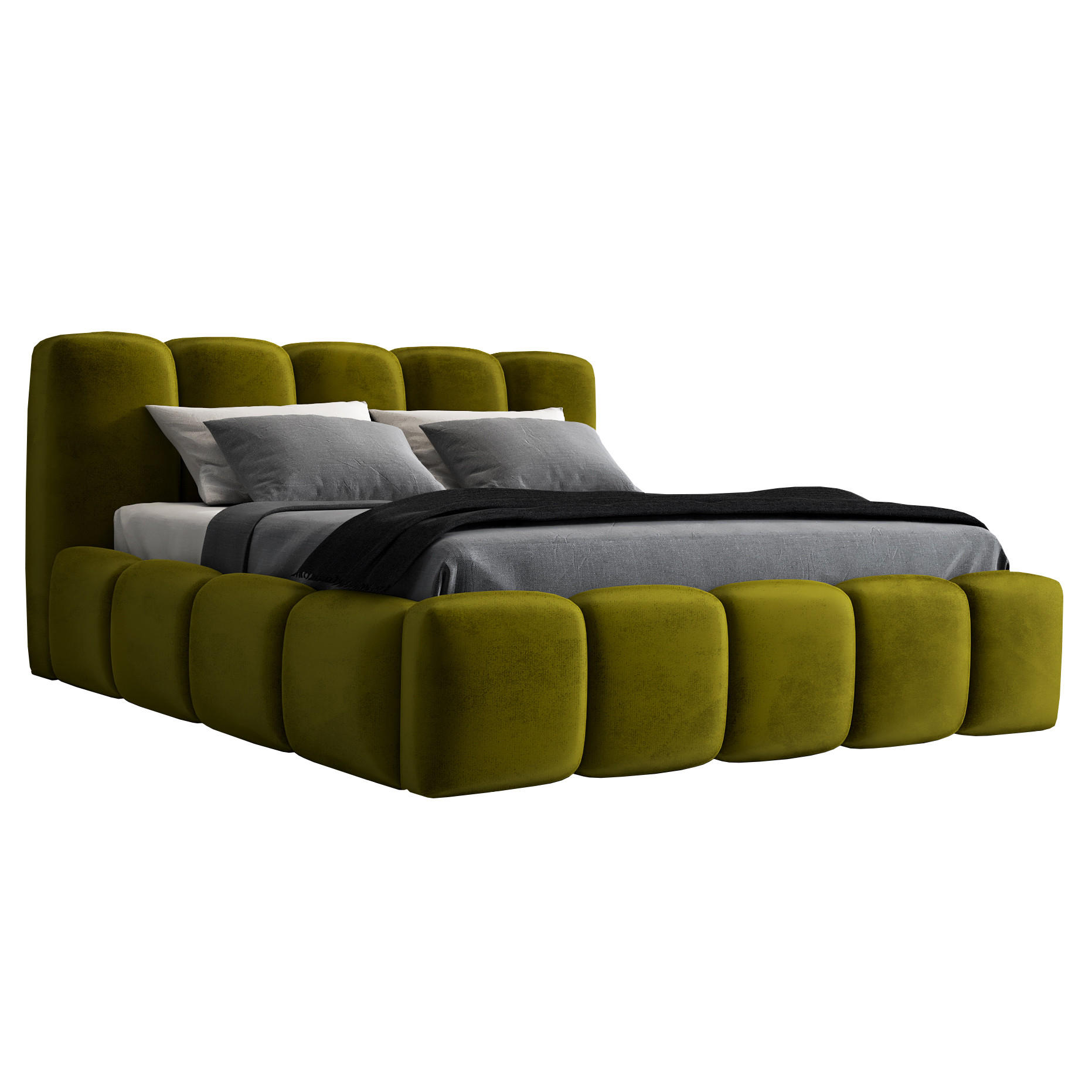 POLSTERBETT SONIC mit Matratze H2 90x200 Olivgrün - Olivgrün, Textil (90/200cm) - A&J MöbelLand