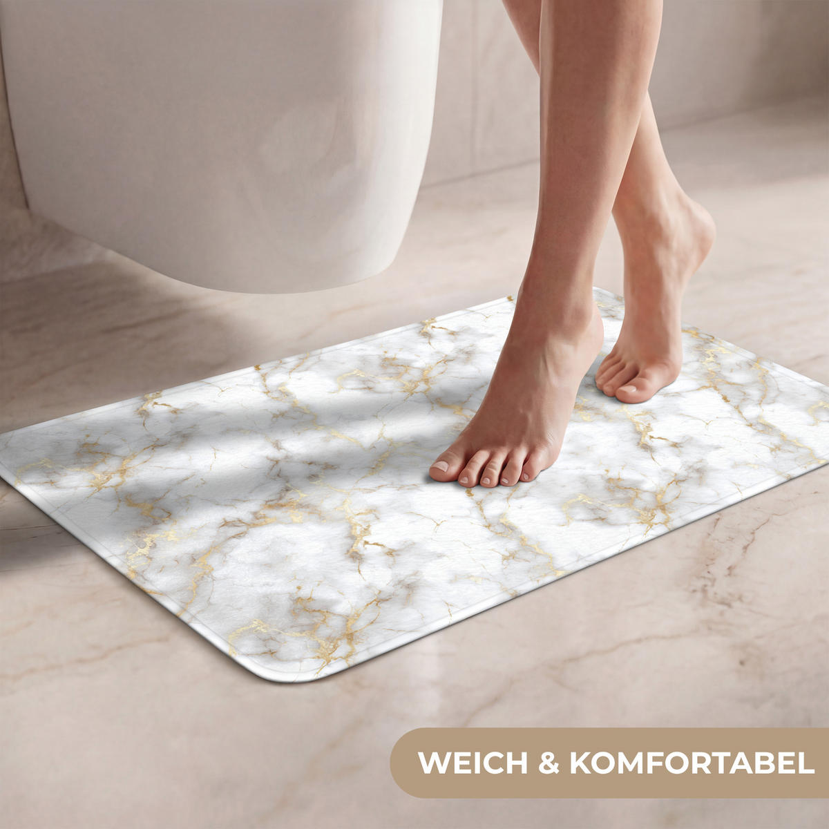 WC PŘEDLOŽKA Zlaté žilky - Mramor - Bílý 60x40 cm - bílá, textil/plast (60/1cm) - OnlyWow