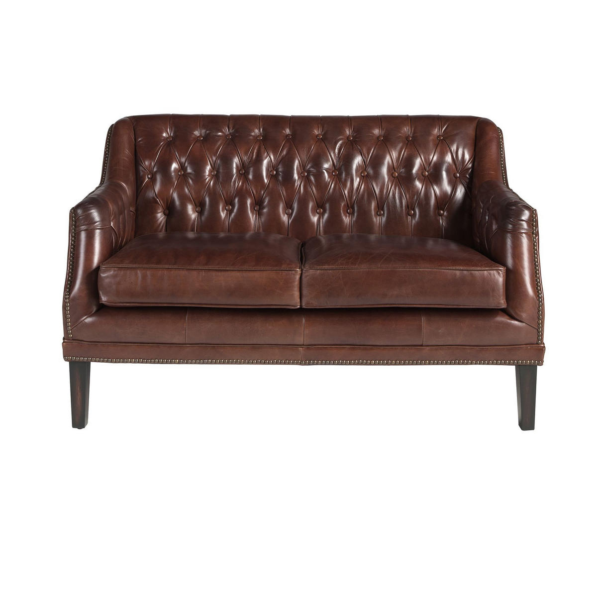 CHESTERFIELD-SOFA 2-Sitzer Chester-Sofa aus cognacbraunem Leder 135/81/80 cm - Cognac/Nussbaumfarben, Leder/Holz (135/80/81cm) - ANGEL CERDA