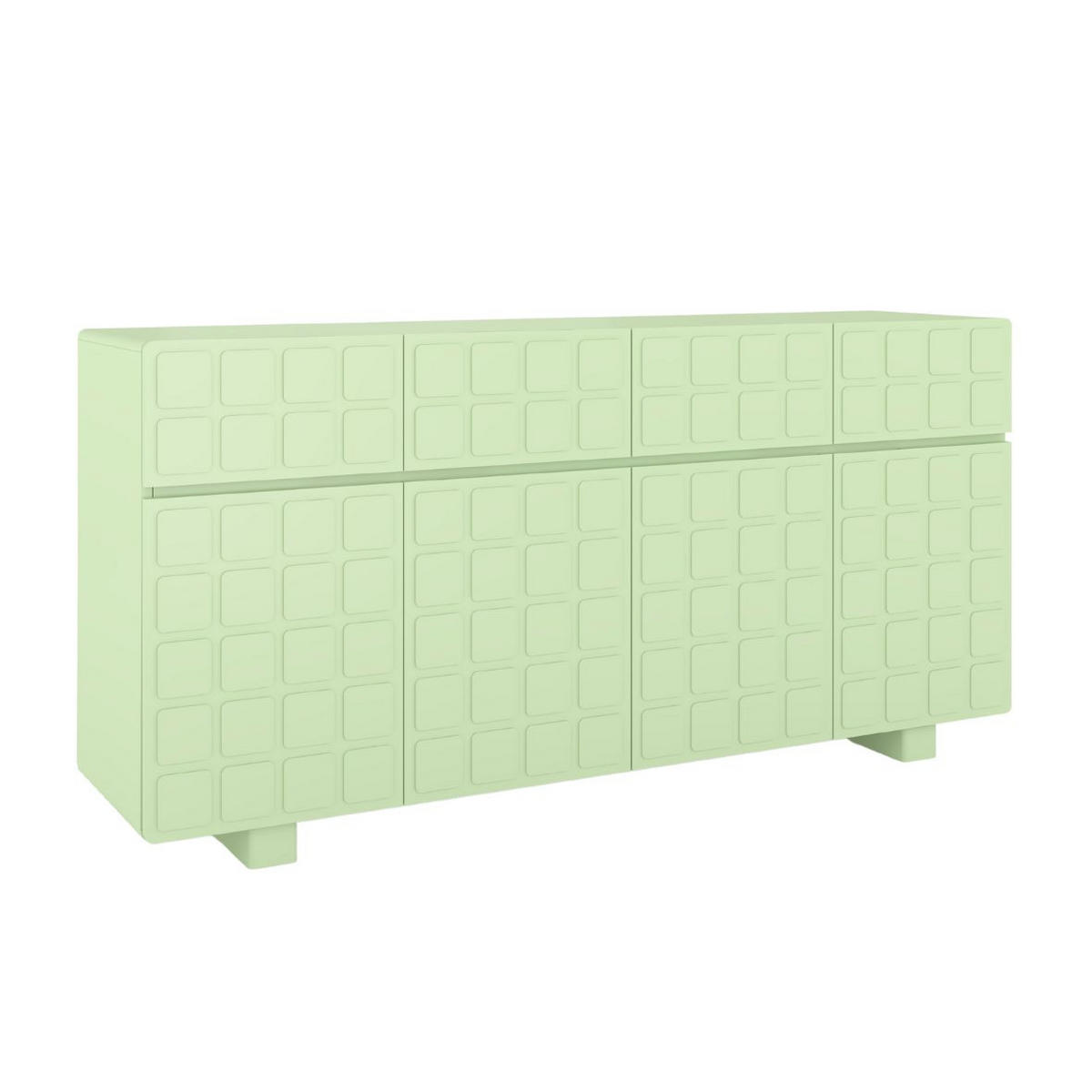 SIDEBOARD Cubo Long, Geometrische 3D Fronten, 169 cm, Grün - Pastellgrün, Holz/Holzwerkstoff (168.9/83.8/41.8cm) - Skandica