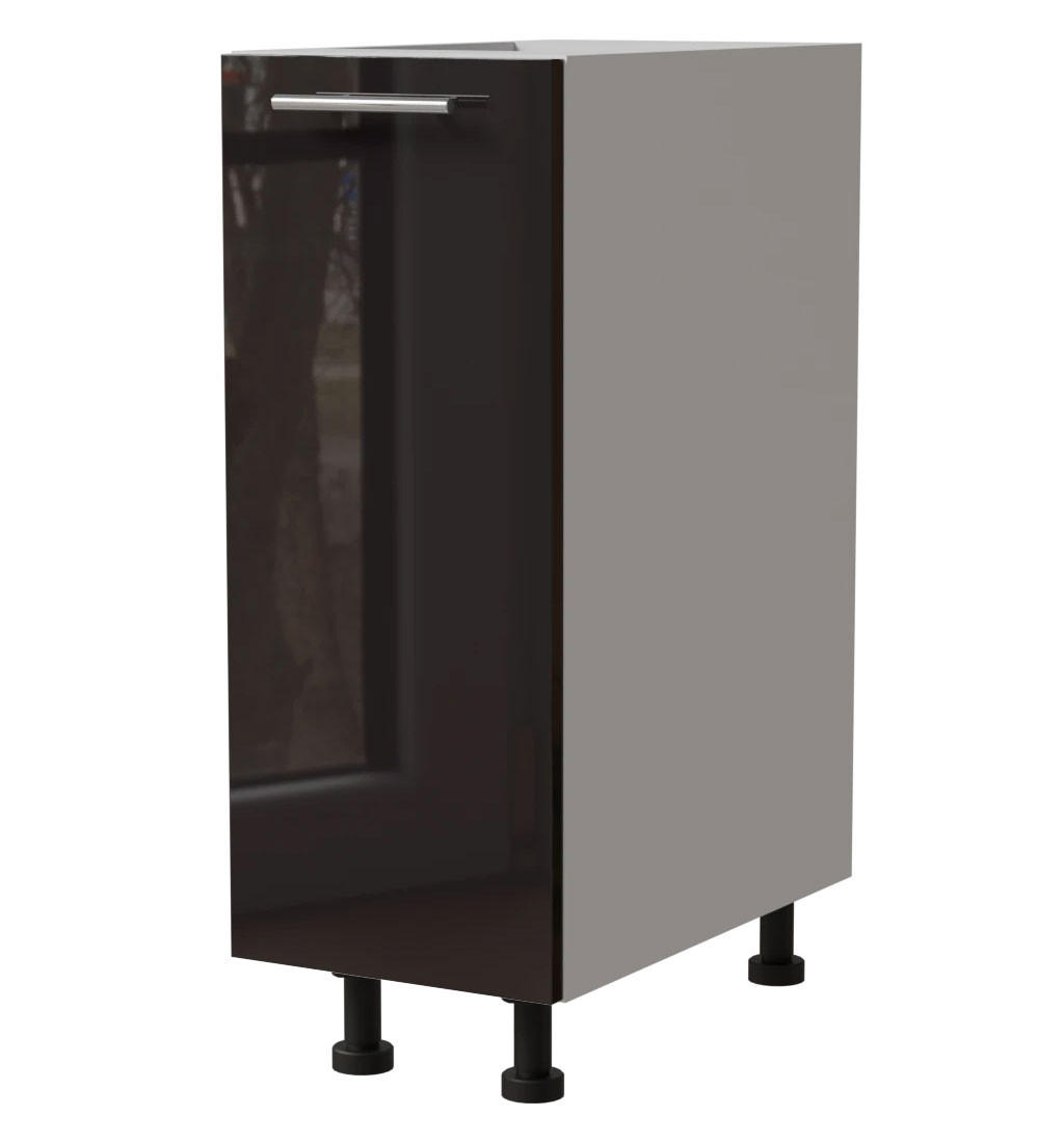 KÜCHENUNTERSCHRANK Essen D1D/20 Schwarz Hochglanz / Weiß Matt 20 / 50 / 82cm - Schwarz Hochglanz/Schwarz, Holz/Holzwerkstoff (20/82/50cm) - Feldmann-Wohnen