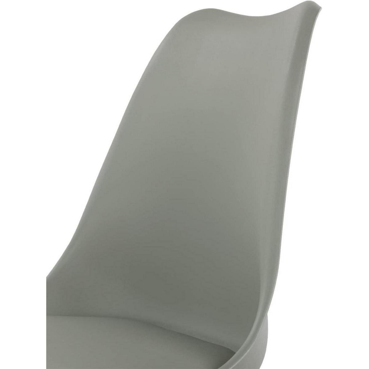 ESSZIMMERSTUHL 2er Set Kunstleder Grau Massivholzbeine - Grau, Kunststoff (47.5/82/41cm)