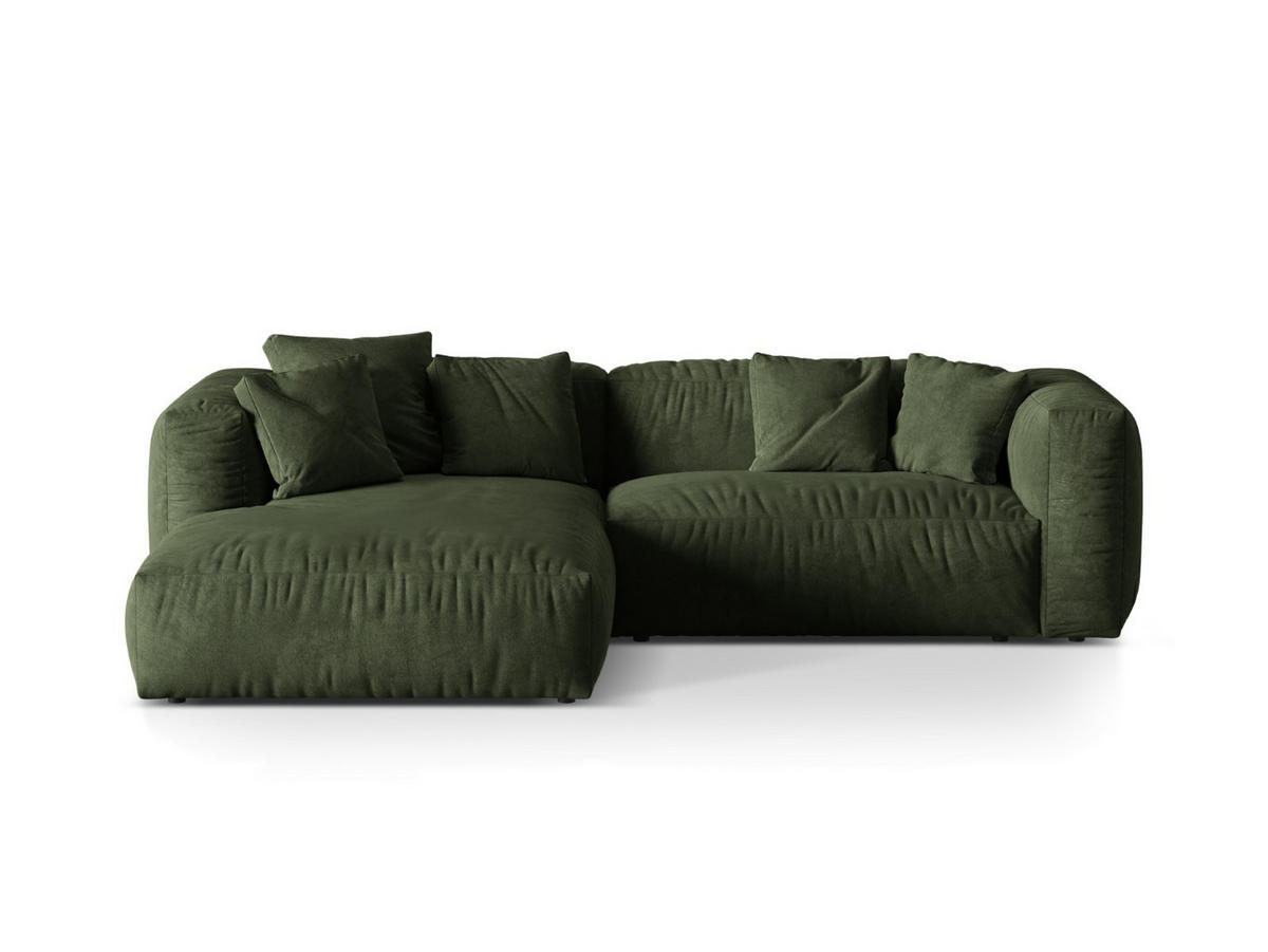 ECKSOFA modular links Martina aus Samt grün 2 Sitzplätze - Grün, Textil (176/283cm) - Micadoni