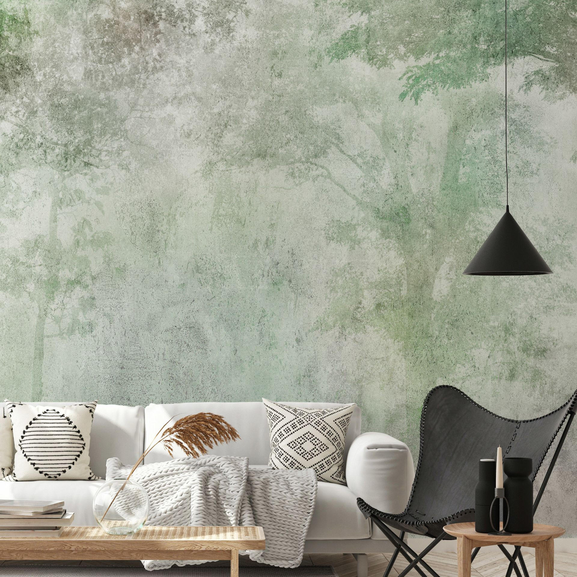 VLIESTAPETE Grau 100/70 cm - Grau/Grün, Textil (100/1cm) - KUNSTLOFT