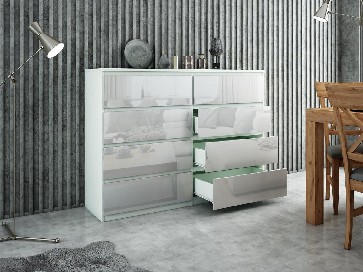 KOMMODE 120 Weiß & Hochglanz 120x39x101,5 cm - Weiß Hochglanz, Holzwerkstoff (120/101.5/39cm) - Mobelsta