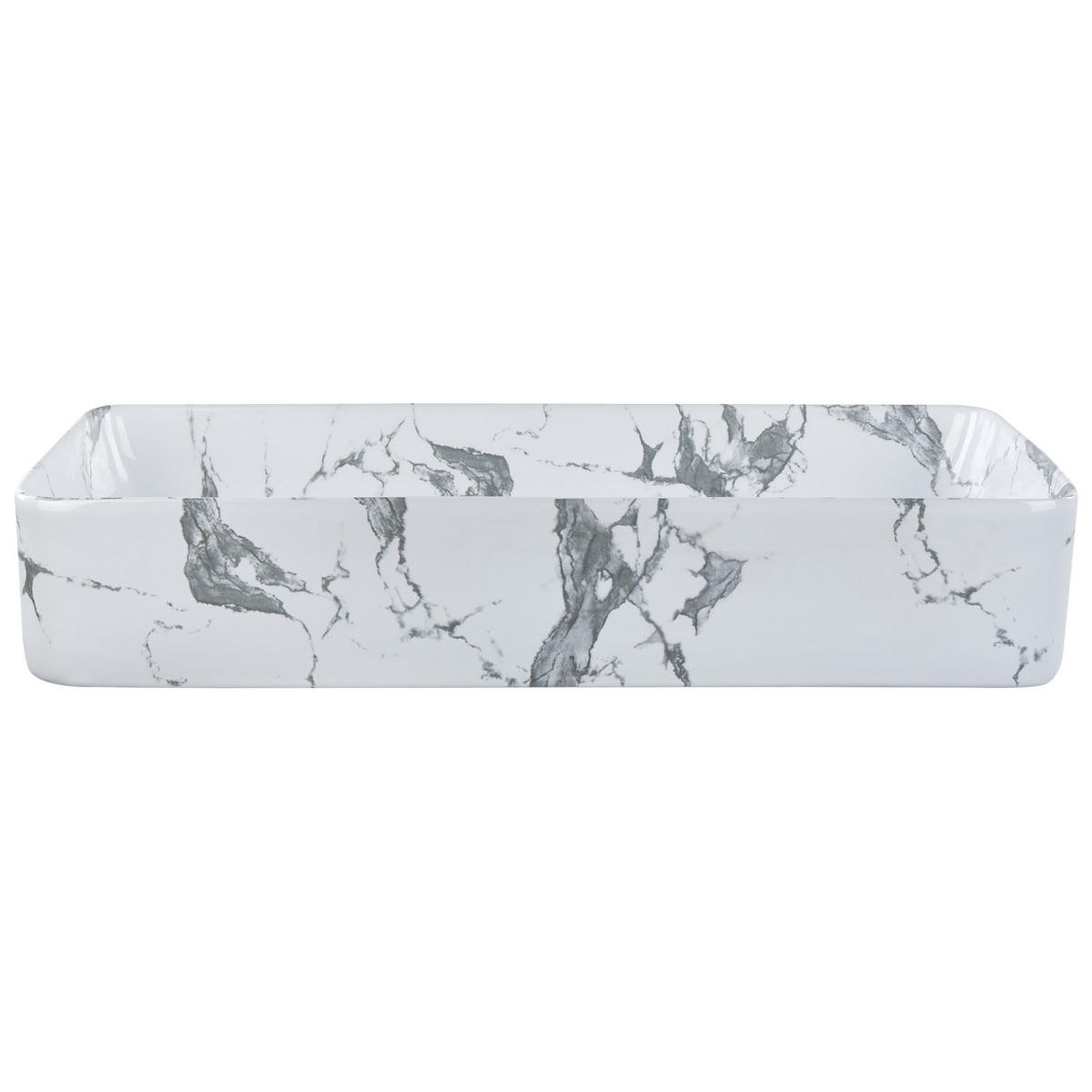 AUFSATZWASCHBECKEN Weißer Marmor 62/35 cm Keramik Ipala - Weiß, Keramik (62/11/35cm) - Beliani