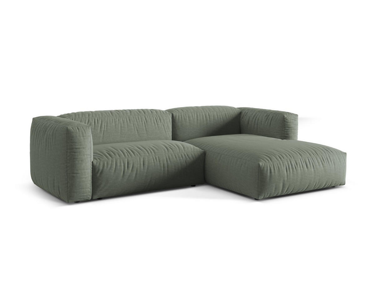 ECKSOFA modular rechts Martina aus strukturiertem Stoff moosgrün 2 Sitzplätze - Salbeigrün, Textil (176/283cm) - Micadoni