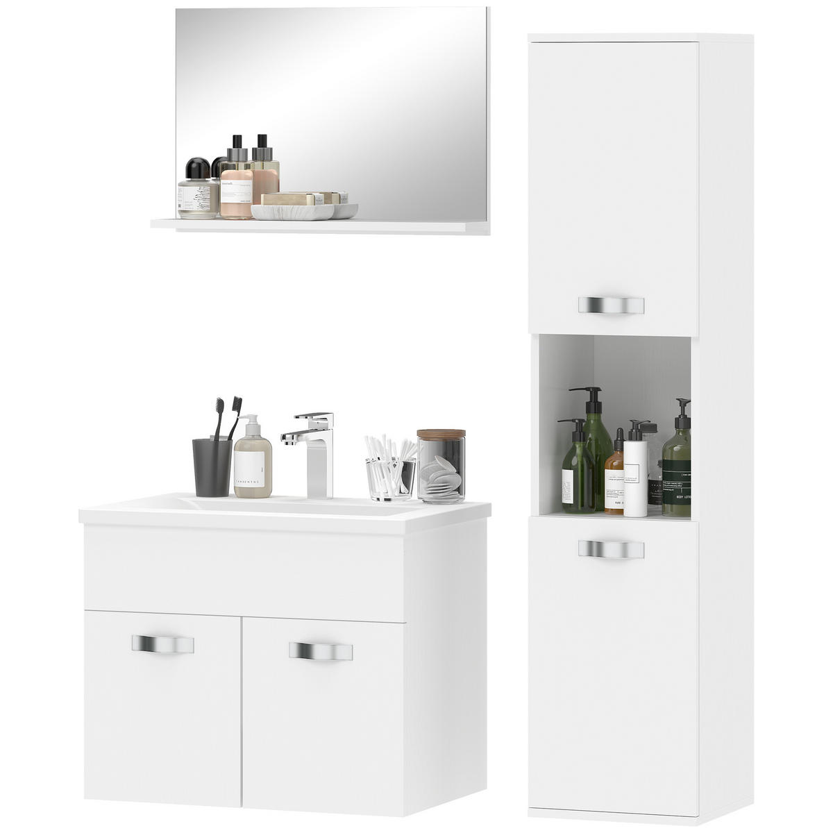 BADEZIMMER 4-teilig DE-17357 Weiß - Weiß, Holzwerkstoff (30/131.5/30cm) - ComfortXL