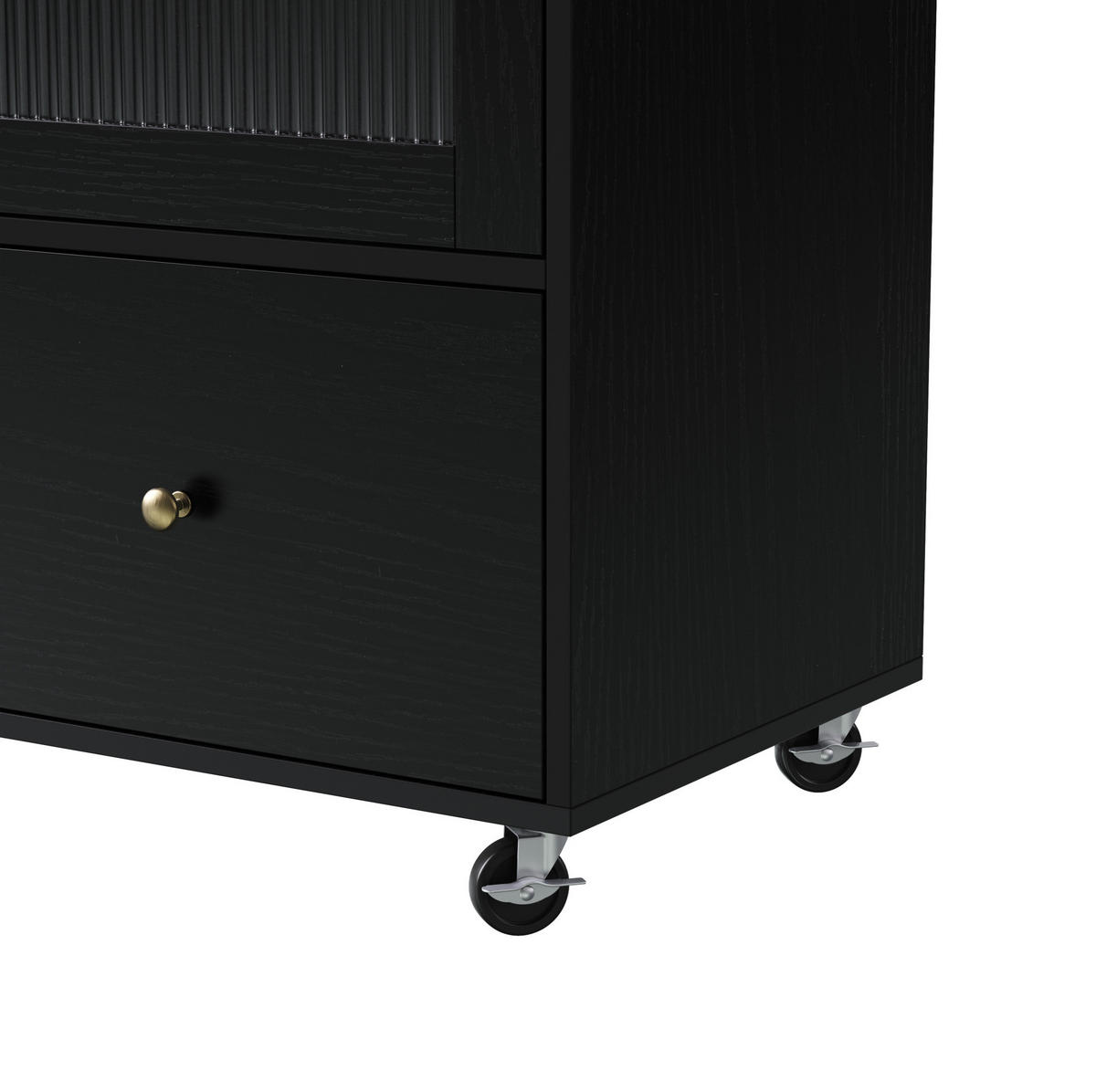 KÜCHENINSEL 100/42-70/91,5 cm aus MDF mit ausklappbarer Arbeitsplatte Schwarz/Natur - Schwarz, Holzwerkstoff (100/91.5/70cm) - Modenvie