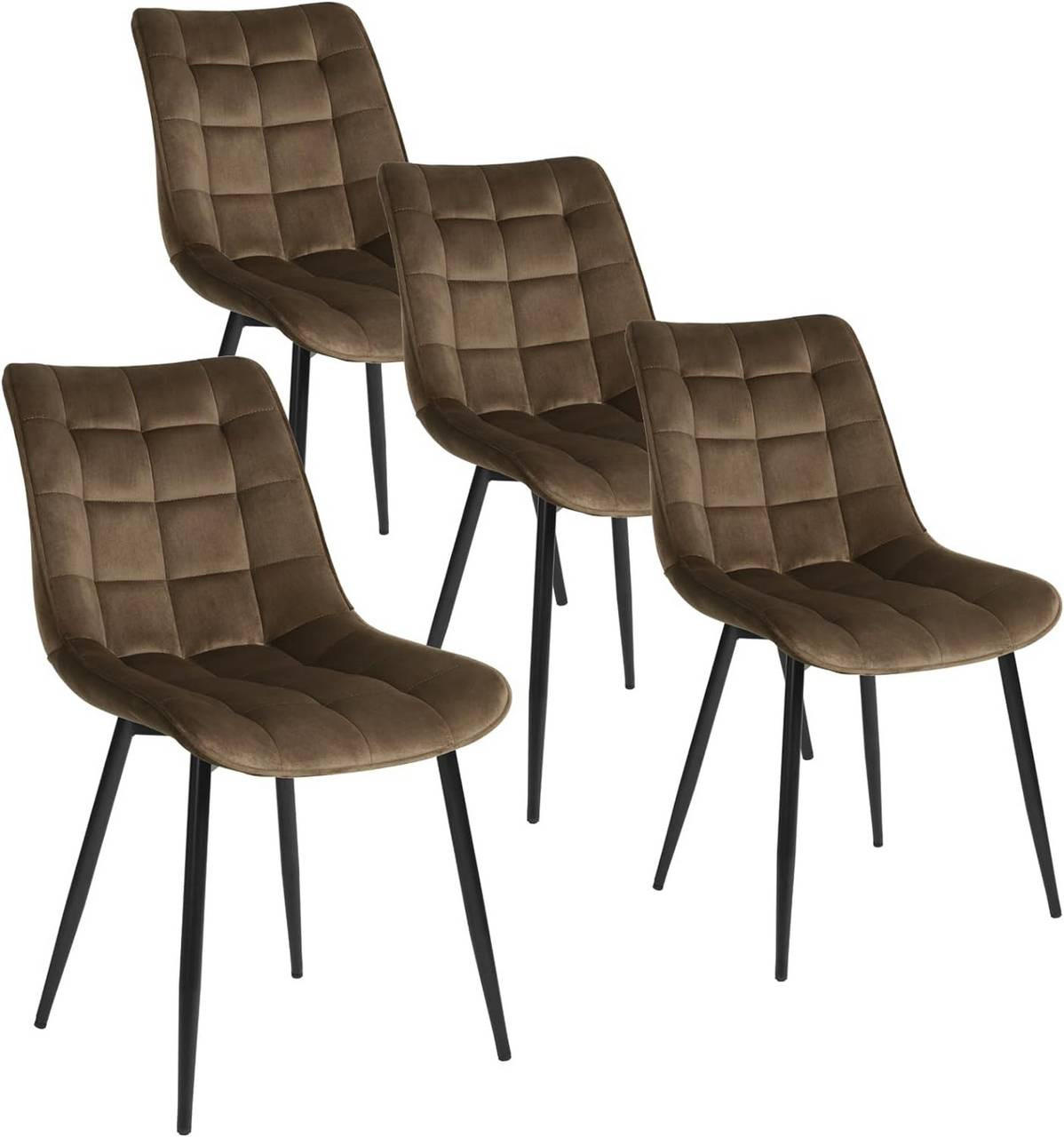 ESSZIMMERSTUHL 4er Set, Samt, Metallbeine, Braun - Schwarz/Braun, Textil/Metall (46/85.5/40.5cm) - Woltu