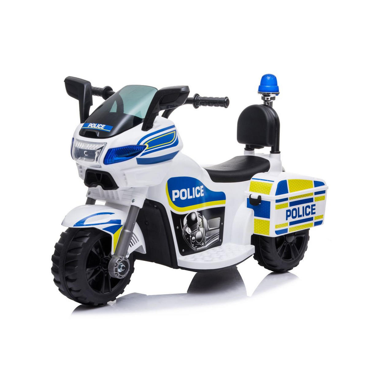 ELEKTROMOTORRAD Polizei weiß blau 3 Räder Scheinwerfer Musikfunktion - Blau, Kunststoff (77/42/50cm) - Chipolino