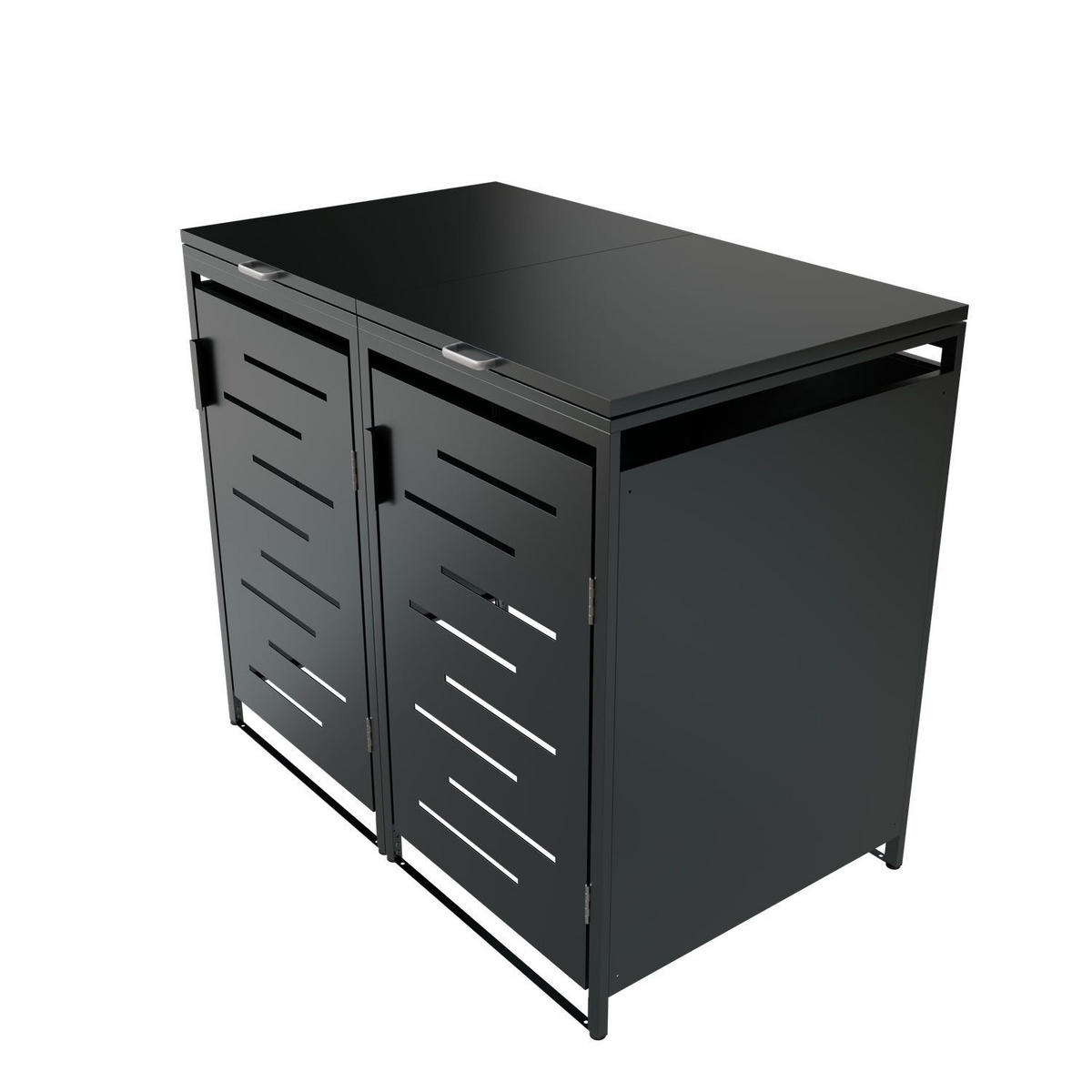 MÜLLTONNENBOX Arel 2er-Set - Anthrazit, Metall (136/120/80cm) - Juskys