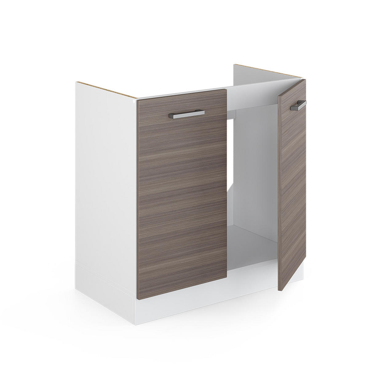 SPÜLENUNTERSCHRANK R-Line Grau 80 cm ohne AP - Weiß/Braun, Holzwerkstoff (80/81.6/46cm) - Vicco