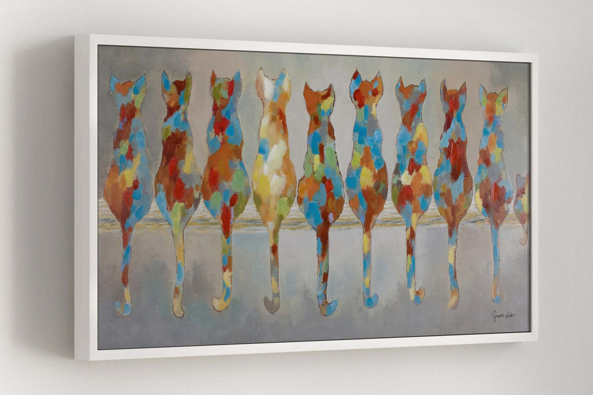OLEJOMAĽBA 120/60 cm, Zvieratá - oranžová/viacfarebná, drevo/textil (120/60cm) - KUNSTLOFT