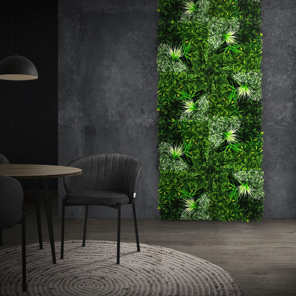 KÜNSTLICHE PFLANZENWAND 4er Set 50x50 cm Kunstpflanzen Wand Innen Aussen Grün White Blossom - Hellgrün, Kunststoff (50/50/10cm) - ECD-Germany
