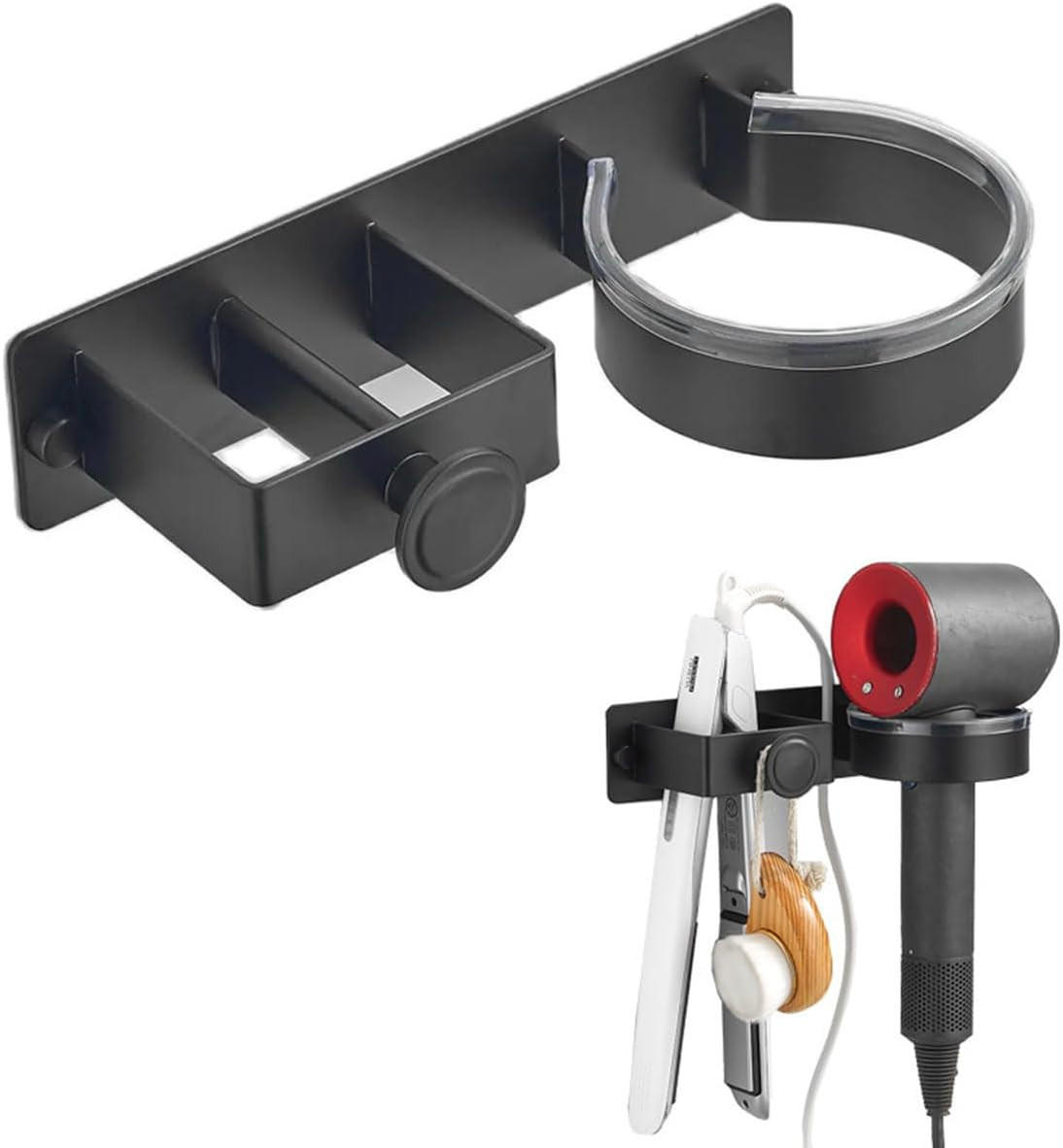 HAARTROCKNERHALTER – Schwarz – 2-in-1 - Schwarz, Metall (23/5/12cm)