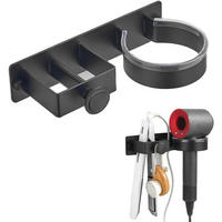 HAARTROCKNERHALTER – Schwarz – 2-in-1 - Schwarz, Metall (23/5/12cm)
