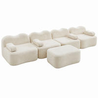 ECKSOFA modular 4-Sitzer mit Ottomanen Samt Beige - Beige, Textil (167/384cm) - Meubliv