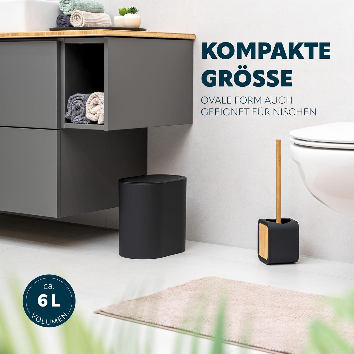 KOSMETIKEIMER, schwarz, Kunsstoff - Schwarz, Kunststoff (25.5/24.5/16.5cm) - eluno