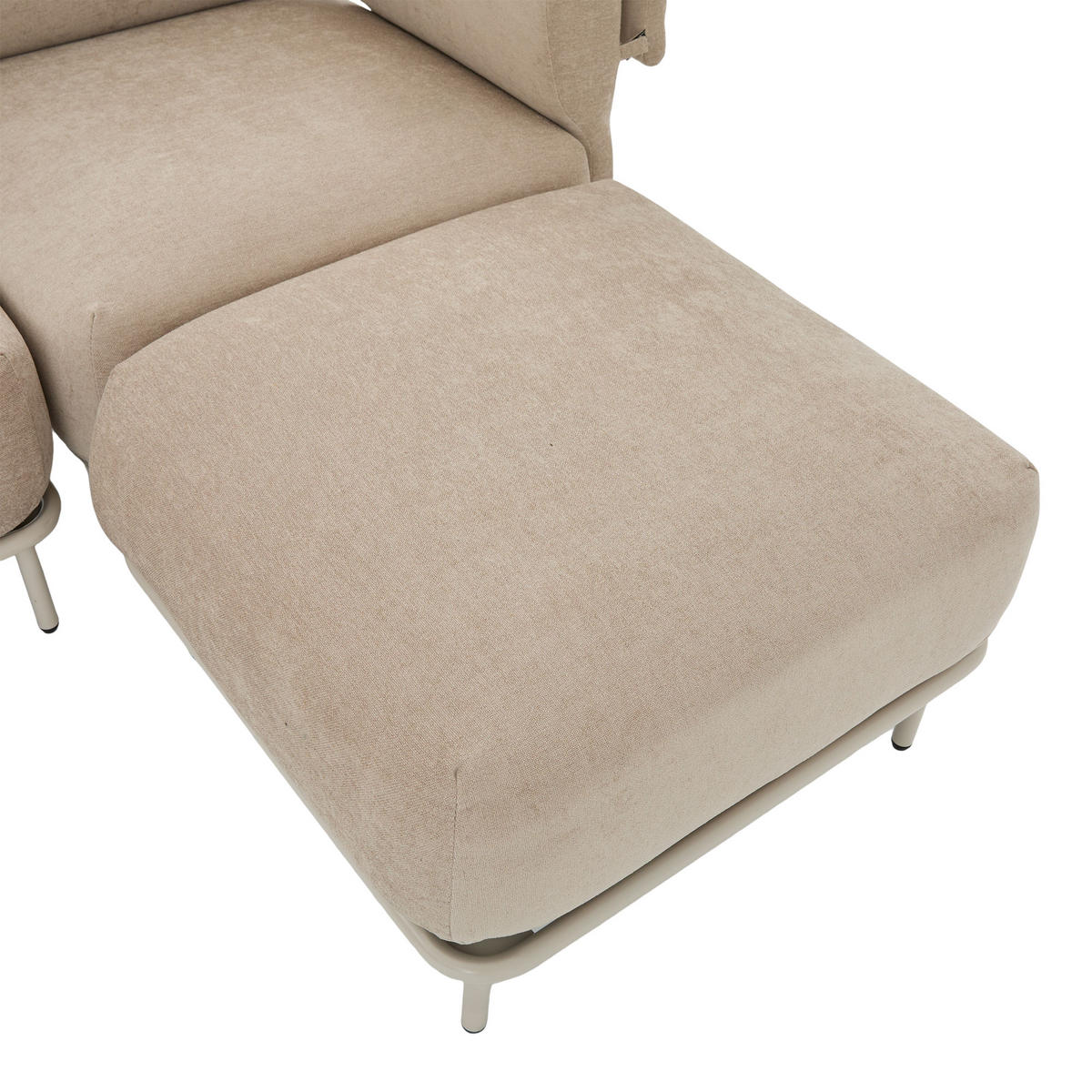 ECKSOFA L-Form modular mit Hocker, DE-42607, Khaki - Sandfarben, Metall (251/155cm) - ComfortXL