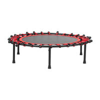 40-ZOLL-RUNDTRAMPOLIN mit Gummiseilen aus Stahl, Oxford-Gewebe, Gummiseile in Schwarz Rot Langlebig und sicher Stabil und leise 25 x 101 x 101cm - Schwarz, Metall (101/101cm) - Livingandhome