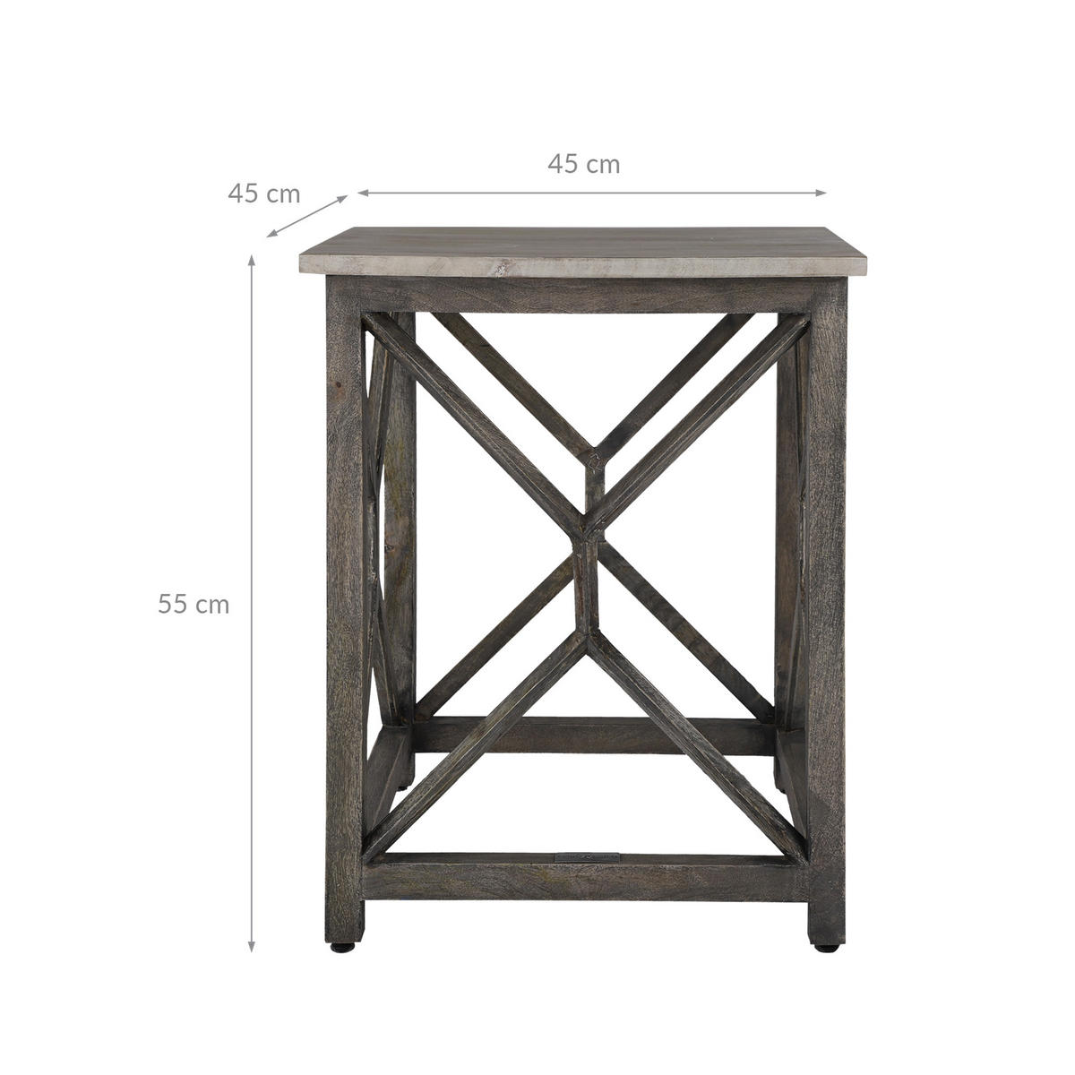 BEISTELLTISCH rechteckig Grau Ø 45/55 cm - Grau, Holz (55/45/55cm) - WOMO-DESIGN