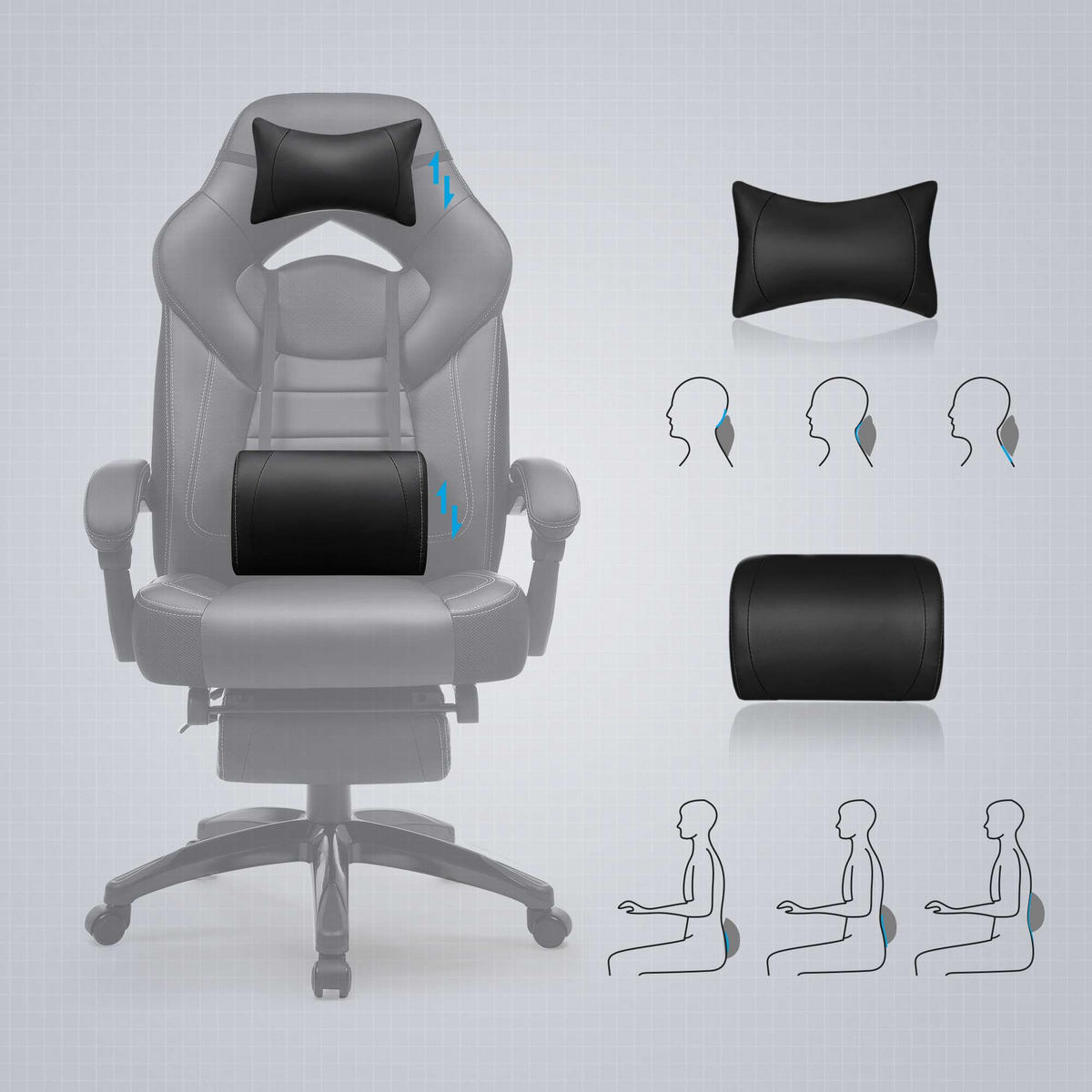 GAMING STUHL SCHREIBTISCHSTUHL - Schwarz, Leder (64/128/70cm) - Hansiro