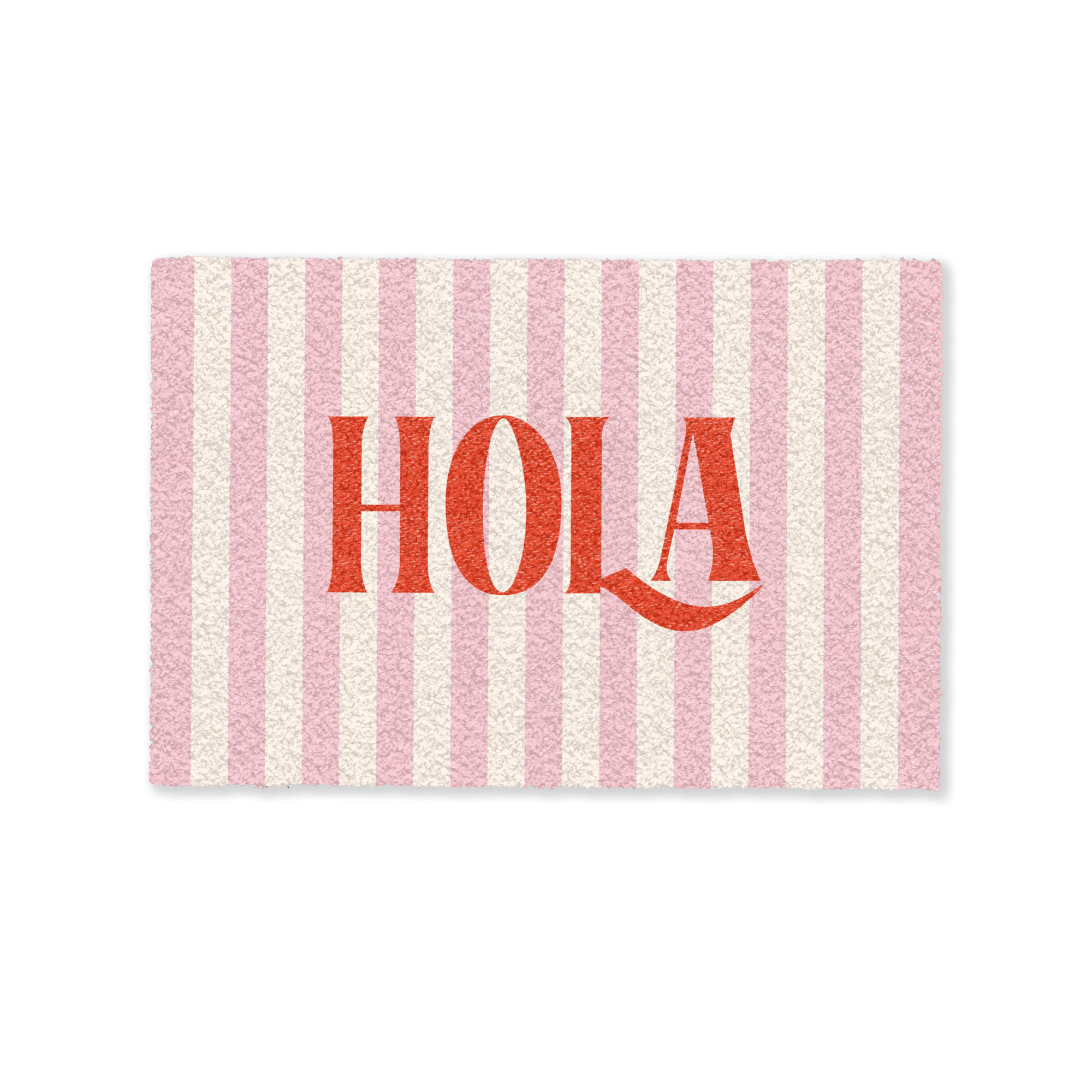 FUSSMATTE Hola - Zitat - Streifen - Pastell - Rosa - Rot - Weiß 60x40 cm - Rosa, Kunststoff (60/0.4cm) - MuchoWow