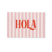 FUSSMATTE Hola - Zitat - Streifen - Pastell - Rosa - Rot - Weiß 60x40 cm - Rosa, Kunststoff (60/0.4cm) - MuchoWow