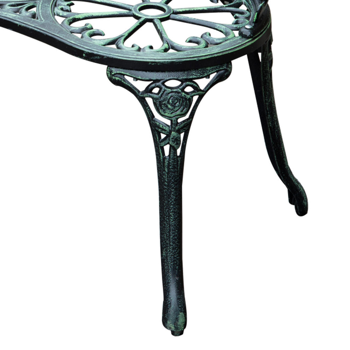 ZÁHRADNÁ lavica 100/54/78 cm antická zelená z liateho hliníka a liatiny pre 2 osoby - tmavozelená, kov (54/78/100cm) - OKWISH