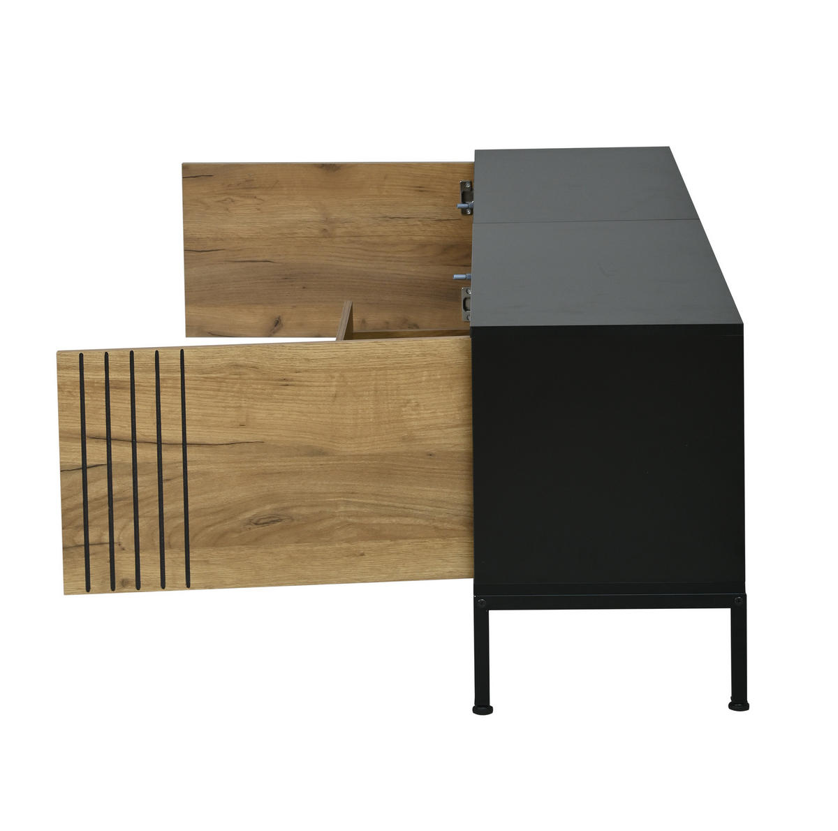 TV-LOWBOARD 170/35/50 cm Eiche Schwarz aus Spanplatte mit Stauraum - Eichefarben, Holzwerkstoff (35/50/170cm) - OKWISH