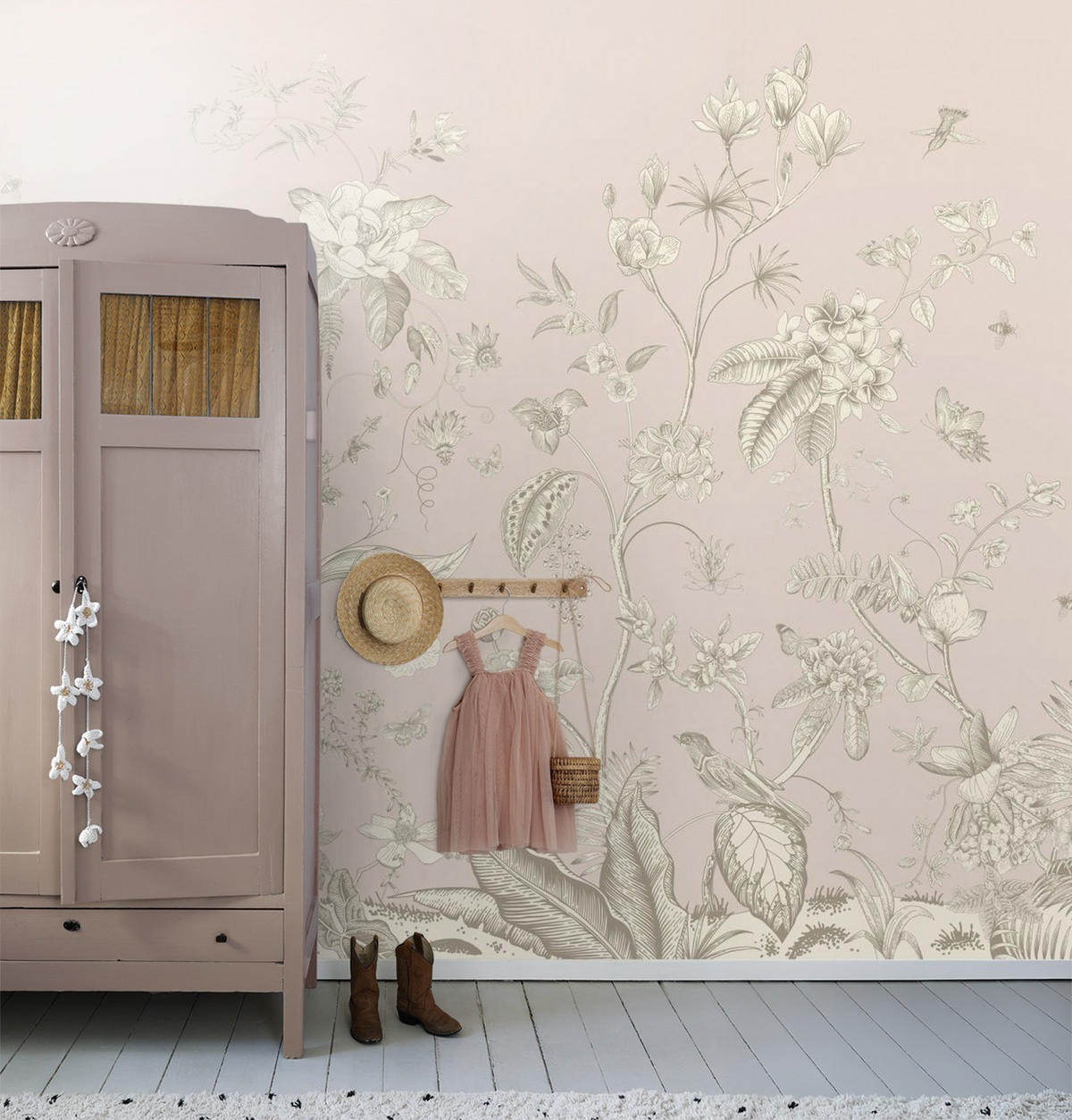 FOTOTAPETE Blumenmuster 270 x 375 cm - Beige, Papier (270/375cm) - Sanders & Sanders