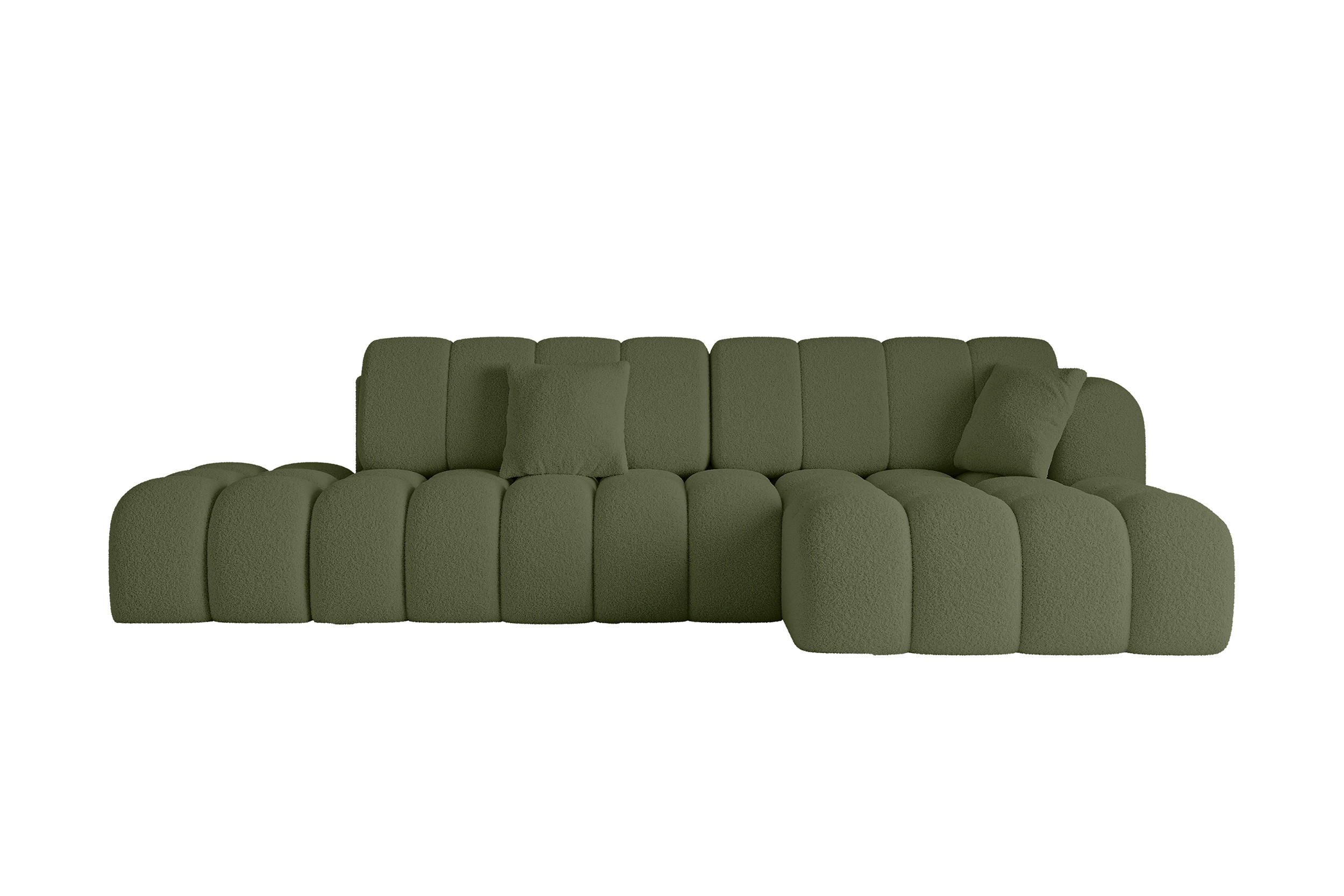 ECKSOFA mit Schlaffunktion Ottomane RECHTS OLEA-L2 321x164x75 Grün Bouclé - Schwarz/Grün, Holzwerkstoff/Kunststoff (164/321cm) - ALTDECOR