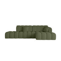 ECKSOFA mit Schlaffunktion Ottomane RECHTS OLEA-L2 321x164x75 Grün Bouclé - Schwarz/Grün, Holzwerkstoff/Kunststoff (164/321cm) - ALTDECOR