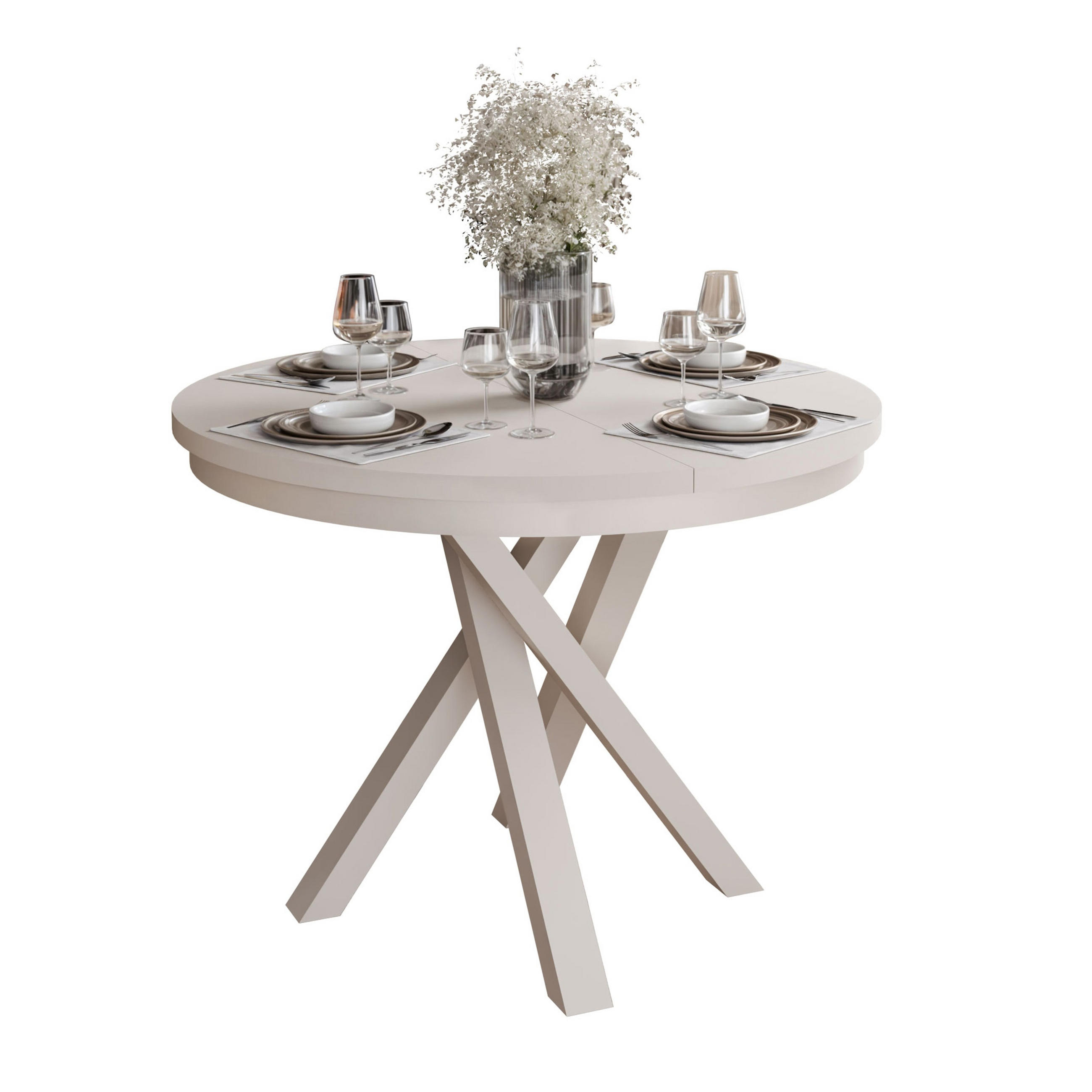 Ausziehbarer Esstisch LUMI, Kaschmir - Kaschmir, Holzwerkstoff (100/100/75cm) - Lookway