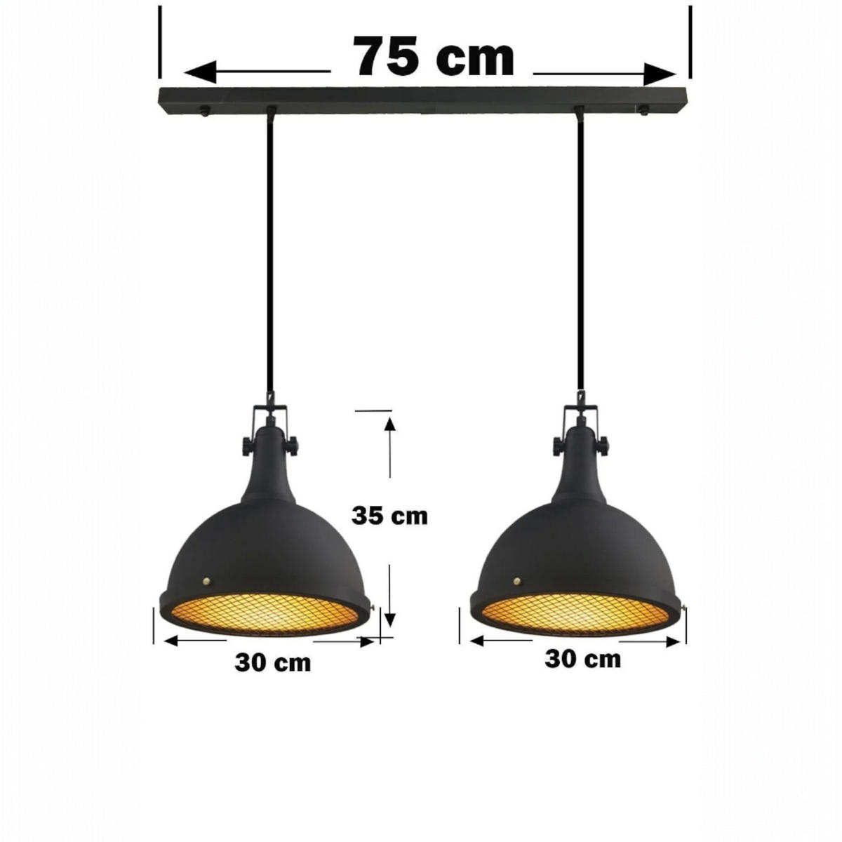 PENDELLEUCHTE Achspaar 2-tlg - Schwarz, Metall (30/30/35cm) - Bamyum