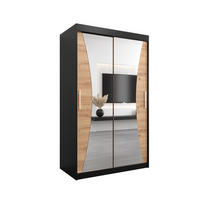 SCHWEBETÜRENSCHRANK 200/120/62 2-türig - Silberfarben/Schwarz, Holz/Kunststoff (120/200/62cm) - Abiks Möbel