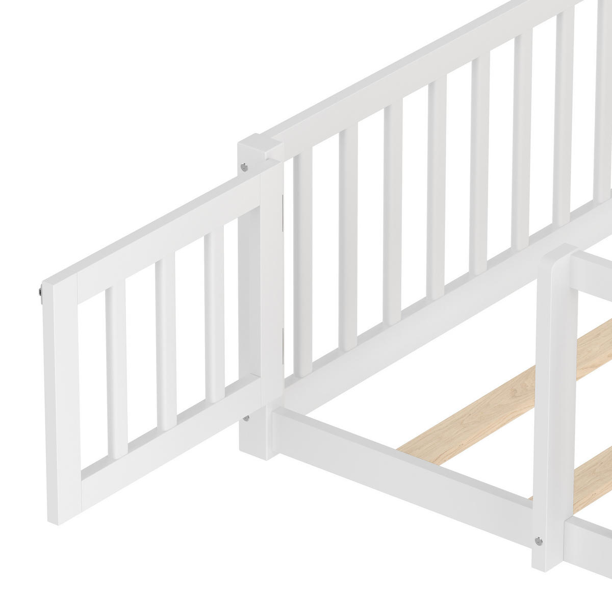 KINDERBETT Hausbett 140/190 cm, Weiß mit Geländer - Weiß, Holz (140/190cm) - MIVRAY