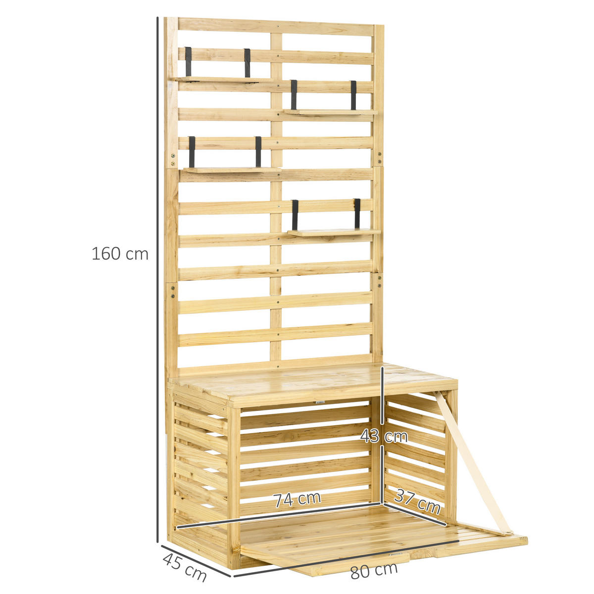 AUSSEN-AUFBEWAHRUNGSBANK, Holzfächer, naturholz - Beige, Holz (45/160/80cm) - Vallsero