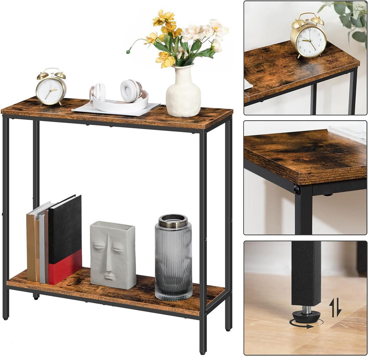 KONSELENTISCH BRAUN Ablage - Dunkelbraun/Schwarz, Holzwerkstoff (75/22/75cm) - Hoobro