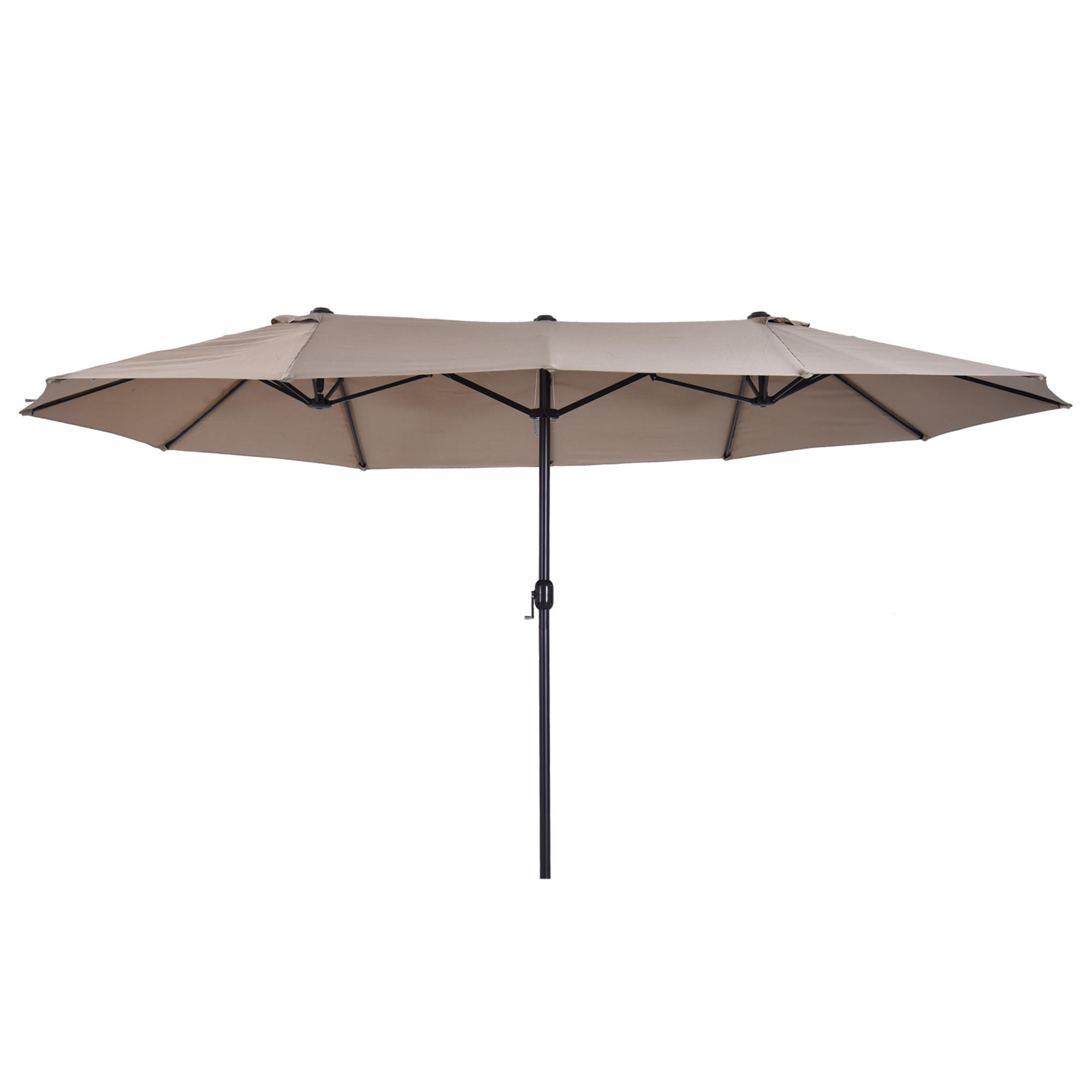 SONNENSCHIRM, Gartenschirm, Marktschirm, Doppelsonnenschirm, Terrassenschirm, Hellkaffee, Oval - Beige, Metall (270/460cm) - Outsunny