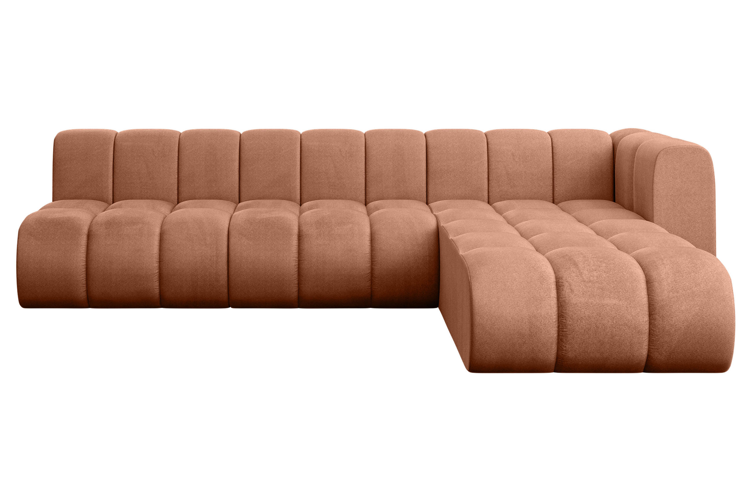 ECKSOFA modulares Sofa Darnel-L2 - 296x177x70 cm Apricot - Koralle, Holzwerkstoff/Textil (296/177cm) - ALTDECOR