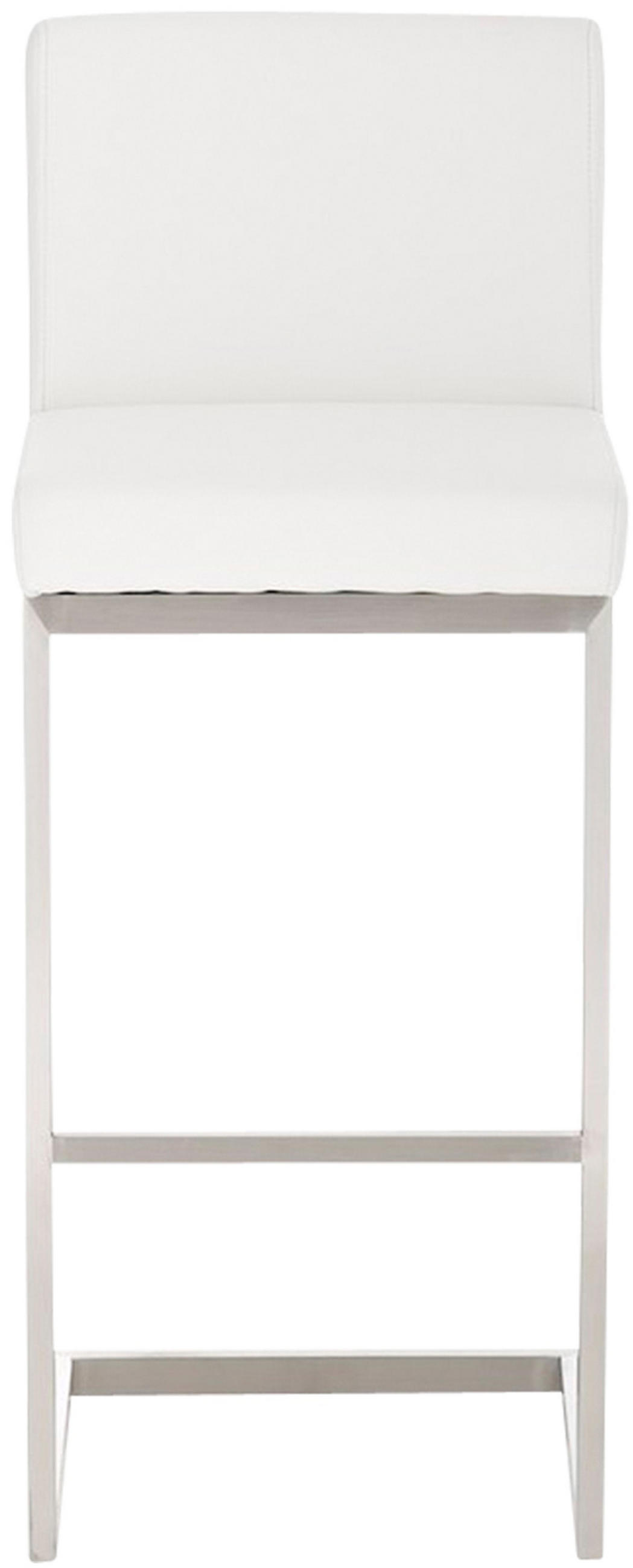 BARHOCKER 2er Set Paragon Kunstleder weiß - Edelstahlfarben/Weiß, Kunststoff/Metall (42/104/48cm) - TPFLiving