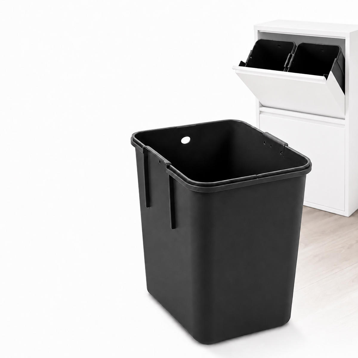 MÜLLEIMER Weiß 4-Fächer Metall 4x18 l - Weiß, Kunststoff/Metall (60/93/25cm) - Relaxdays