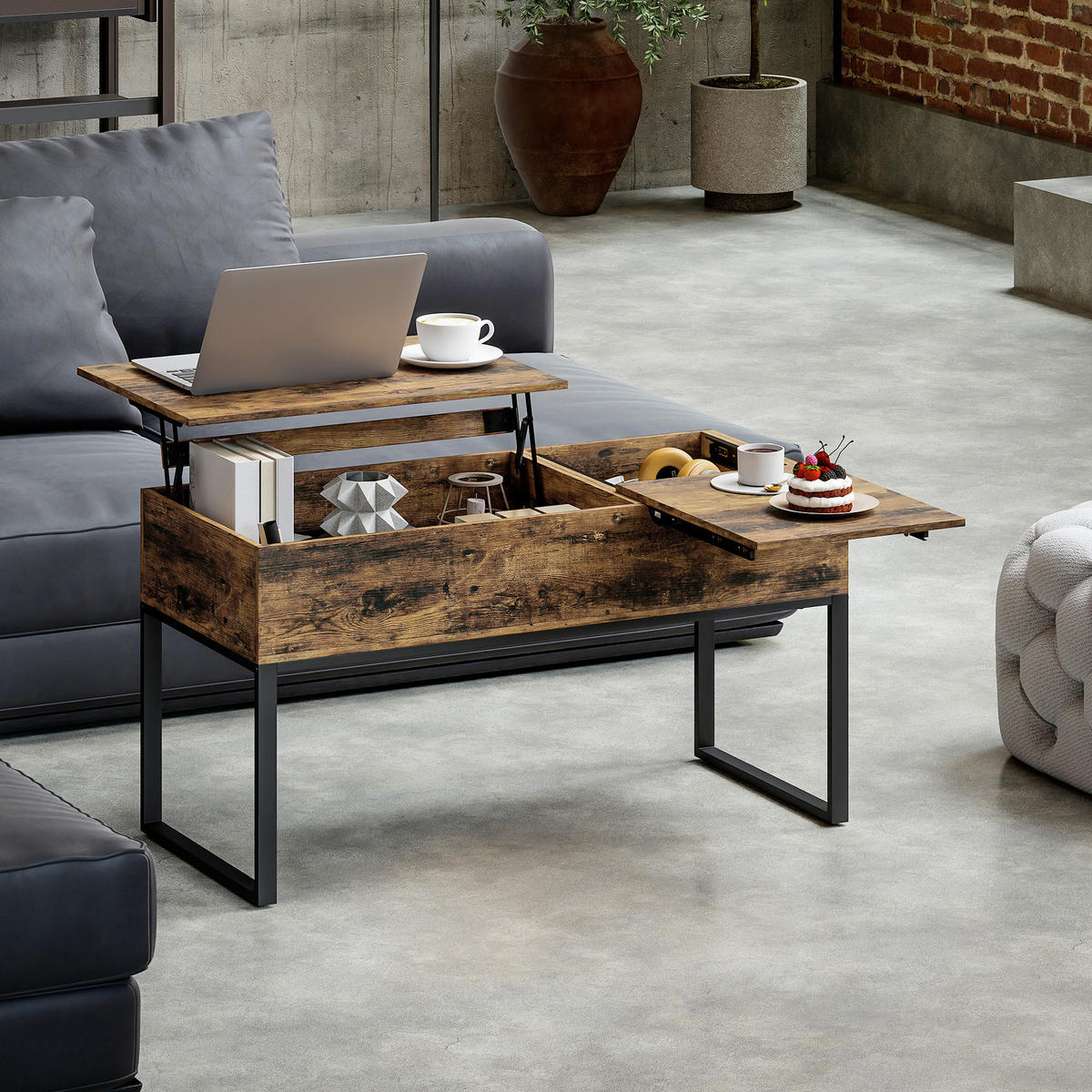 COUCHTISCH Braun 1 Stück - Braun, Metall (100/45/67cm) - GiPP