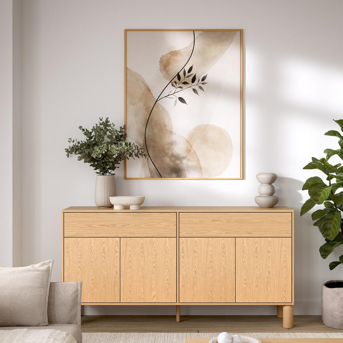 KOMMODE Sanden SN-1 180 x 91,6 x 40,6 cm Eiche Bookmatch - Eichefarben, Holz/Holzwerkstoff (180/91.6/40.6cm) - Koseto